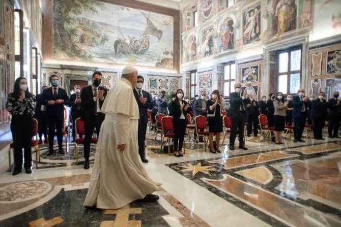 Pope Francis meets with the Italian national council of Catholic Action at the Vatican, April 30, 2021.